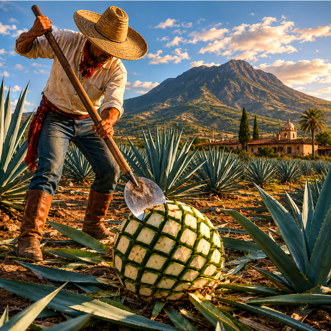 Jimador harvesting blue agave in Jalisco