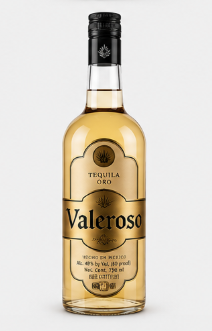 Valeroso Gold tequila bottle